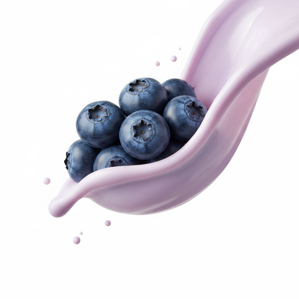 Macro Food Photography of Blueberries and Yogurt