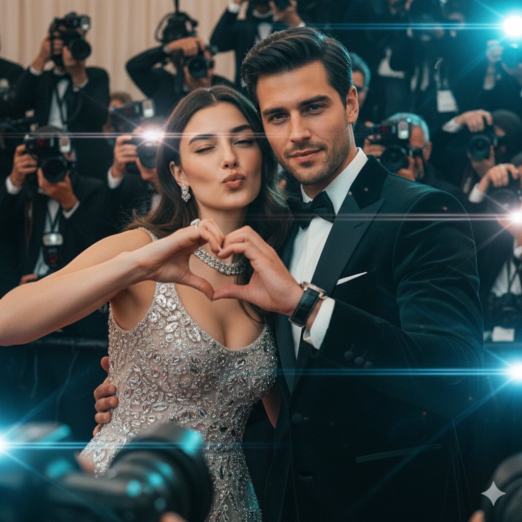 Paparazzi Red Carpet Couple Prompt with Identity Lock