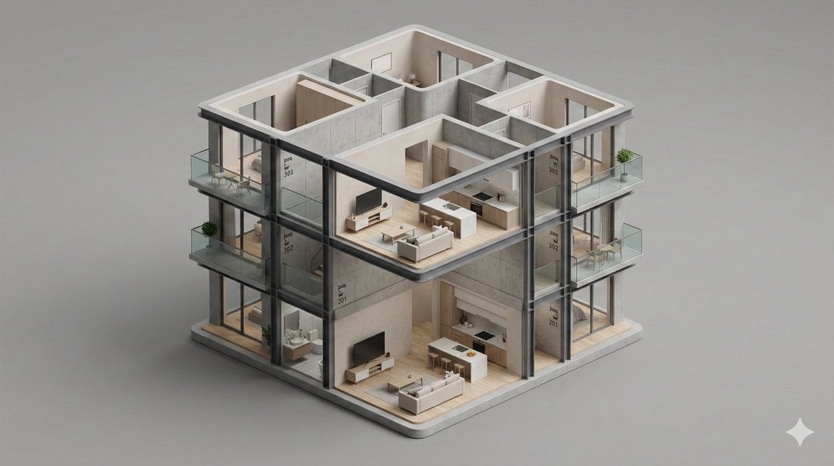 Minimalist 3D Isometric Architectural Diorama