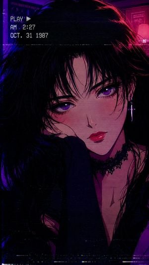 80s Retro Anime Goth Portrait