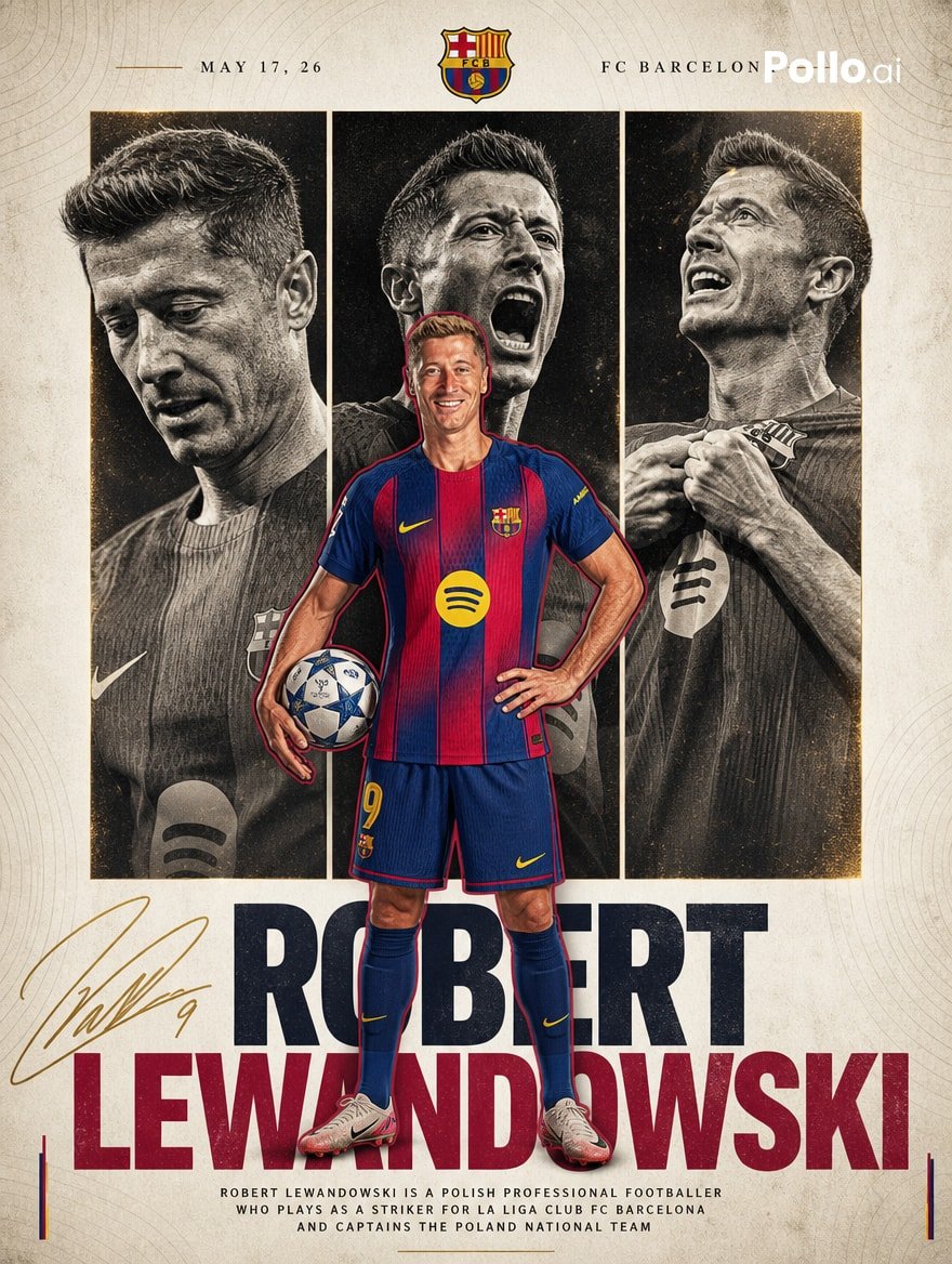 FC Barcelona Lewandowski Poster