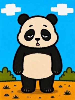 Sleepy Cartoon Panda Illustration