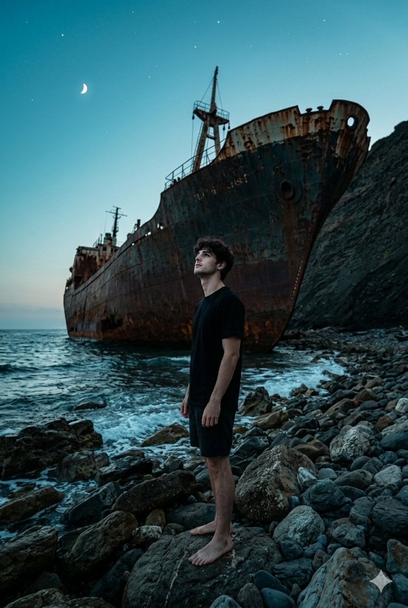 Shipwreck Twilight Scene