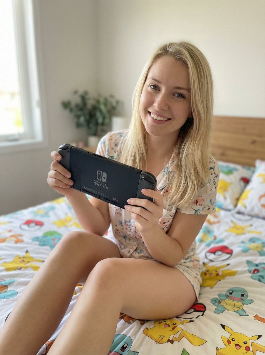 Casual Lifestyle Portrait with Nintendo Switch Prompt