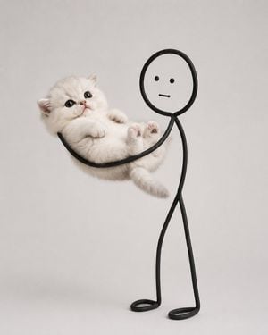 Cute Cat and Doodle Interaction