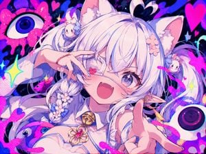 Neon Cat-Eared Idol Close-Up