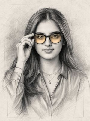 Graphite Portrait with Amber Glasses