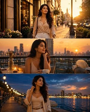Indian Woman Golden Hour Story Triptych