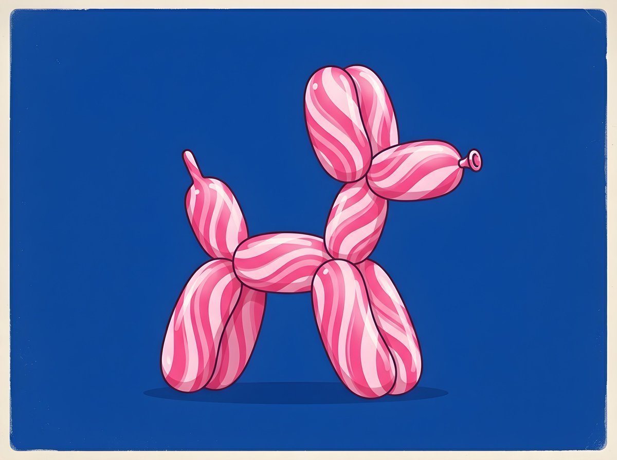 Retro Minimalist Balloon Dog Illustration