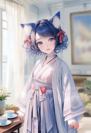 Cat-Eared Kimono Girl Portrait