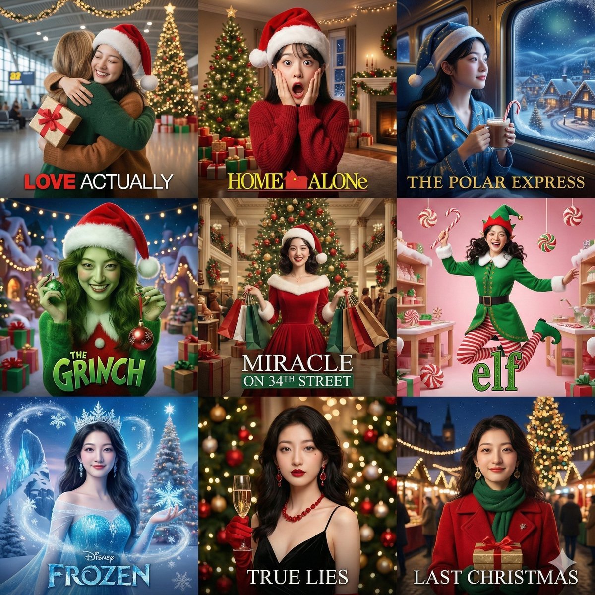 Panel Christmas Movie Scene Collage Prompt