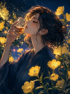 Whiskey in a Glowing Primrose Garden