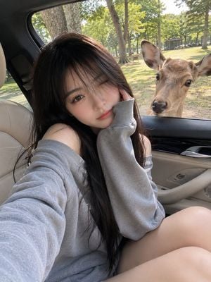 Candid Mobile Travel Snapshot with Deer