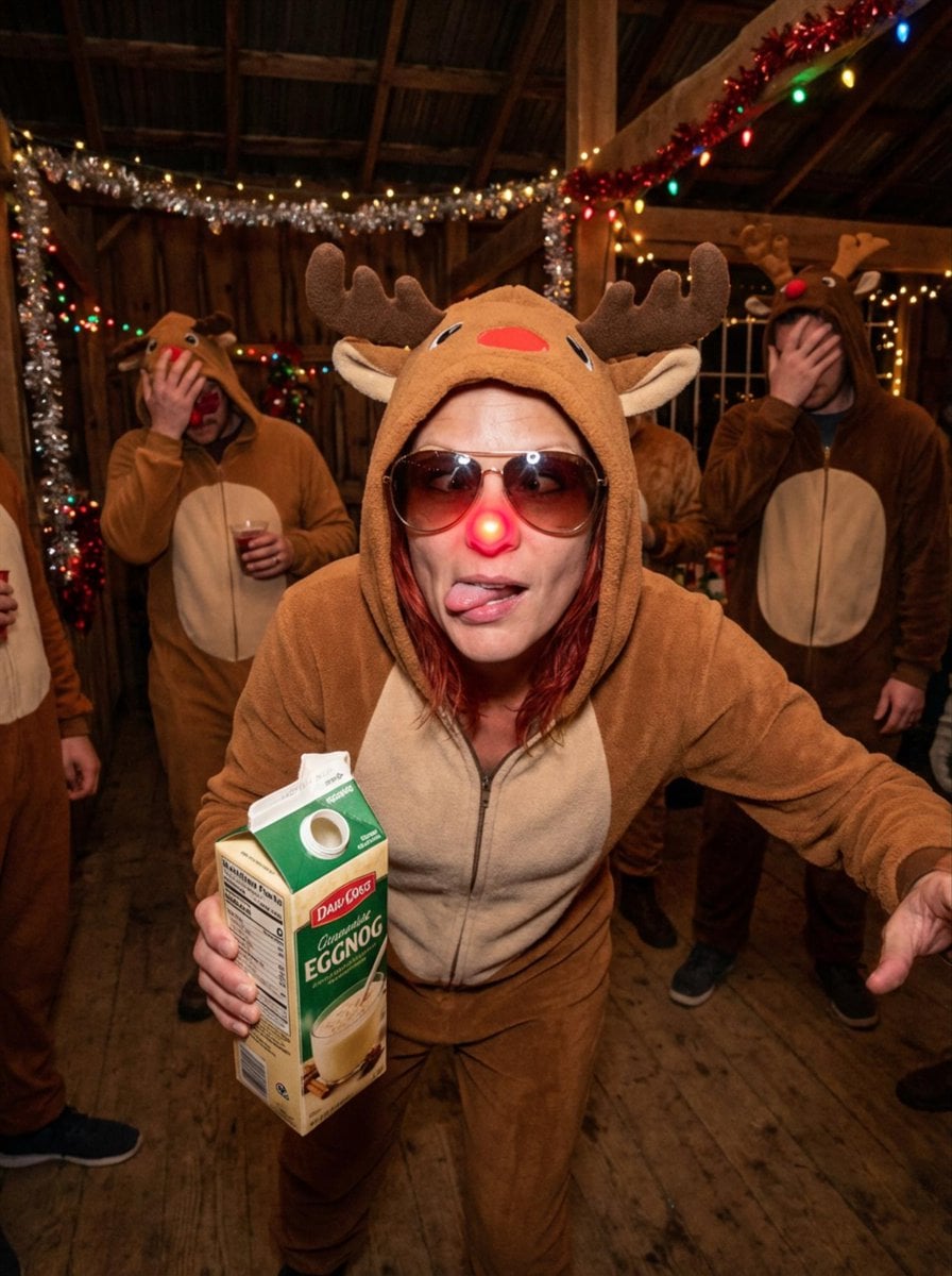 Human Christmas Present with a Bulldog