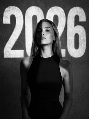 Futuristic Monochrome Projection Portrait