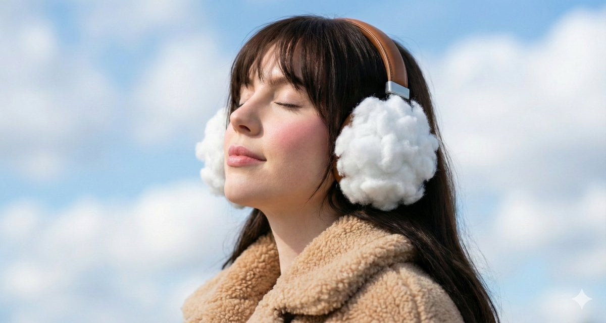 Surreal Dreamy Portrait with Cloud Headphones