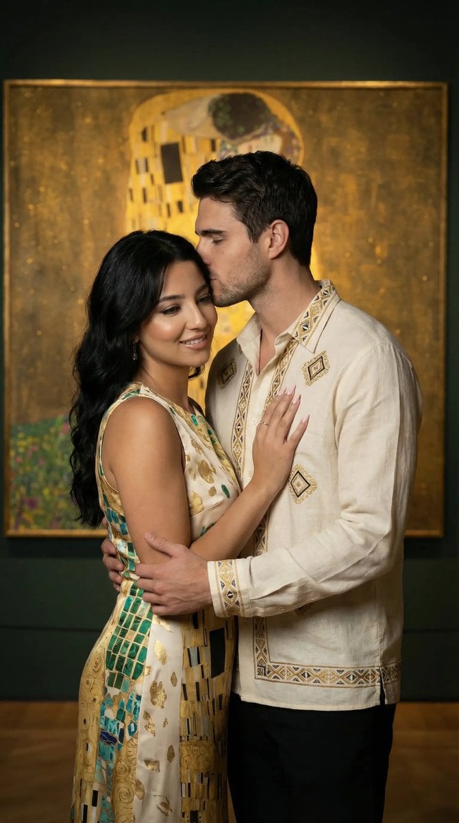 Klimt-Inspired Fine Art Editorial Portrait (JSON)