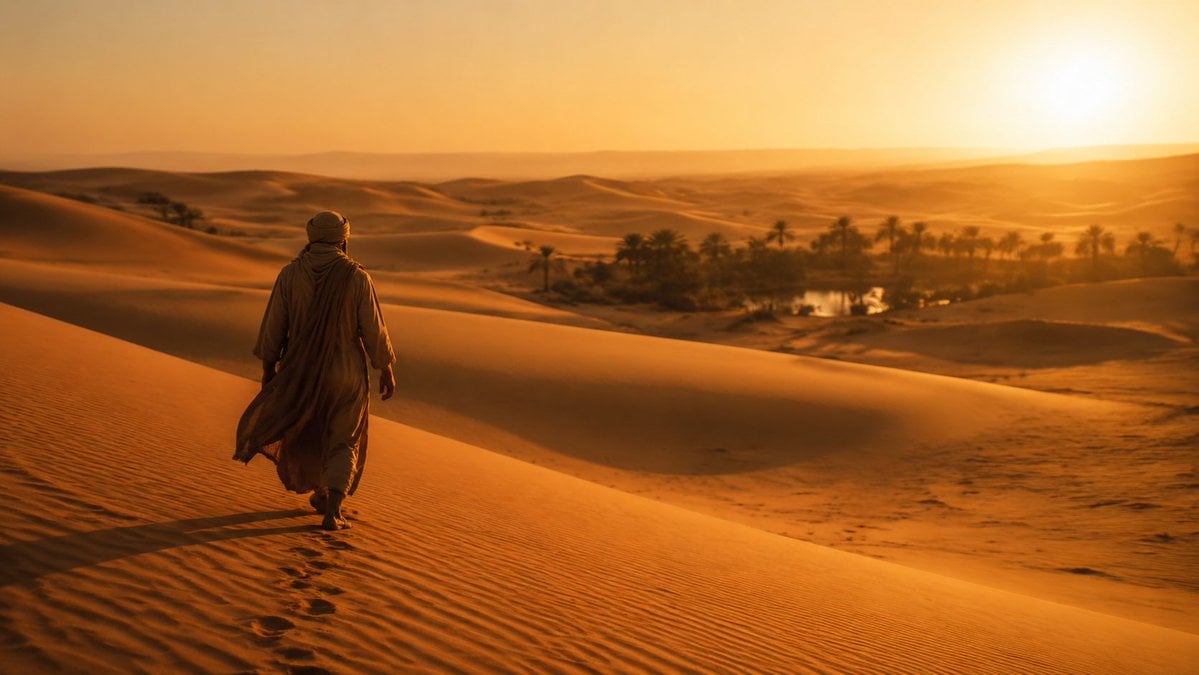 Cinematic Desert Nomad at Sunset