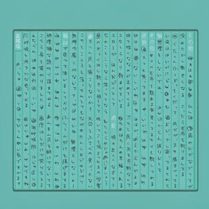 Teal Japanese Handwritten Lyric Card