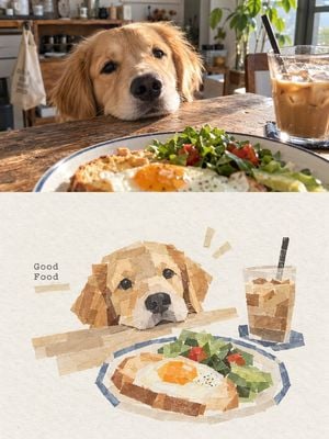 Dog Café Washi Tape Collage