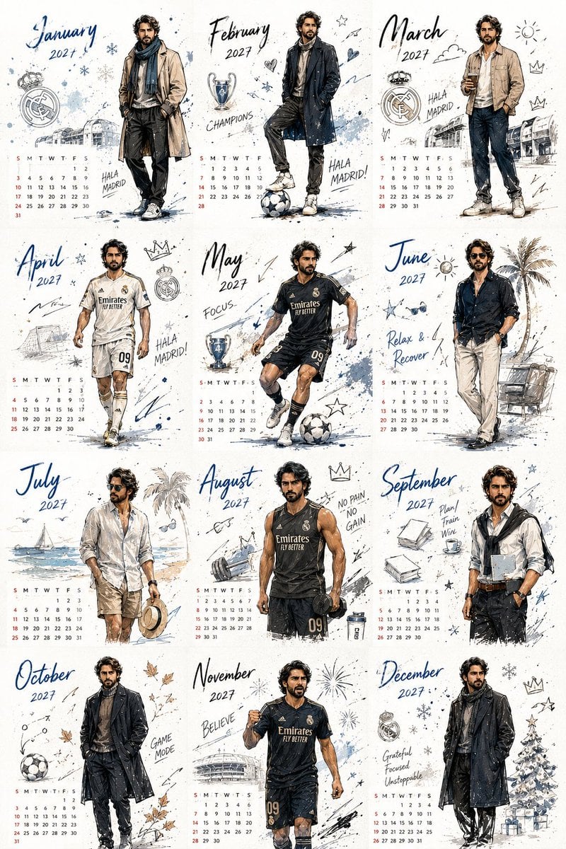 Korean Style Desktop Calendar 2027