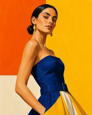 Geometric Color-Block Fashion Illustration