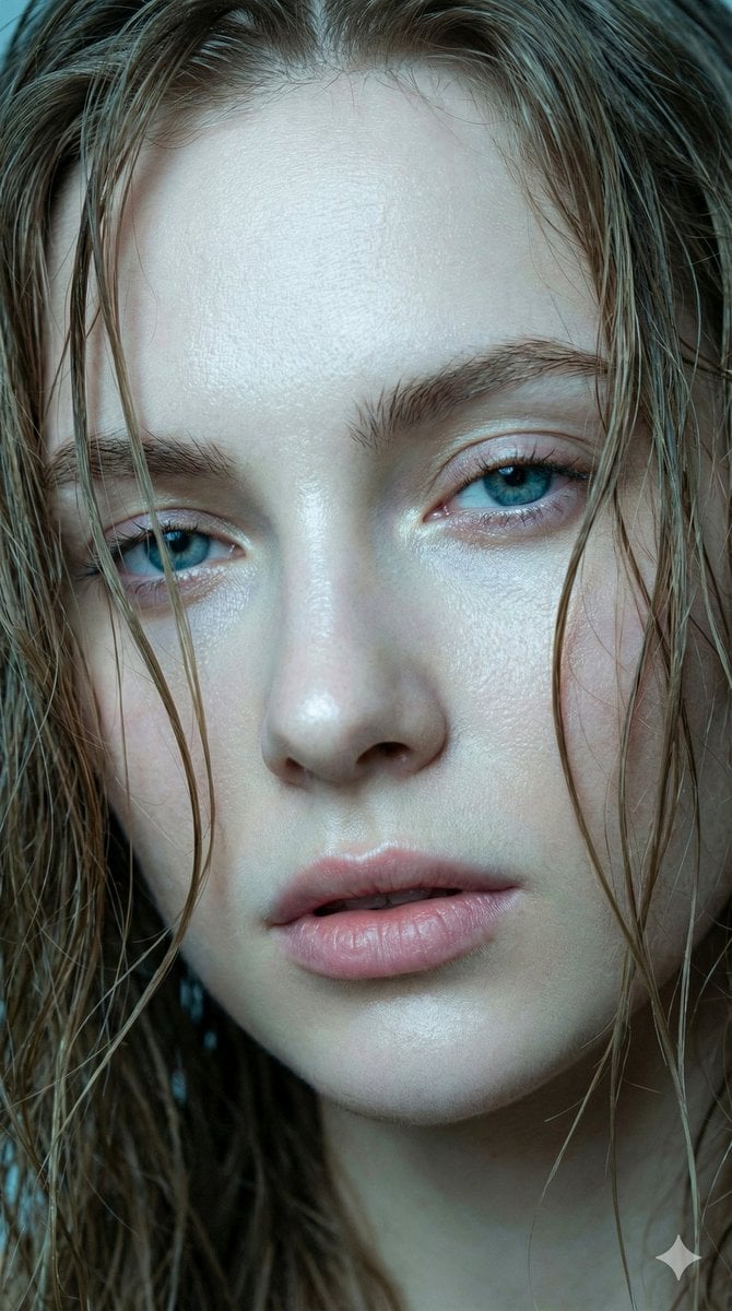 Hyper-realistic Extreme Close-up Portrait of a Young Woman