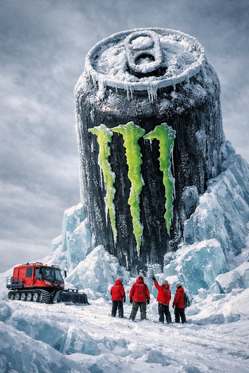 Monumental Monster Energy Can in the Arctic