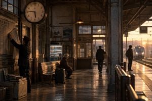 Old Japanese Station at Sunset