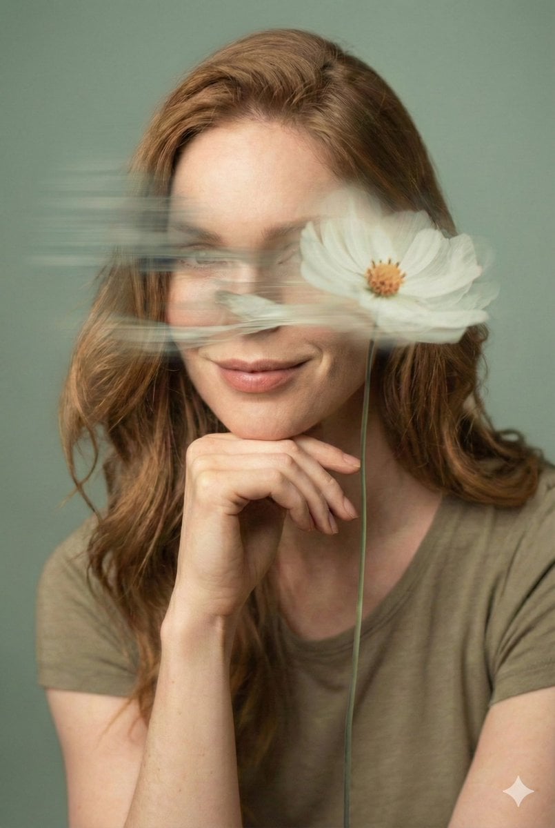 Dreamy Fine-Art Editorial Portrait with Double Exposure