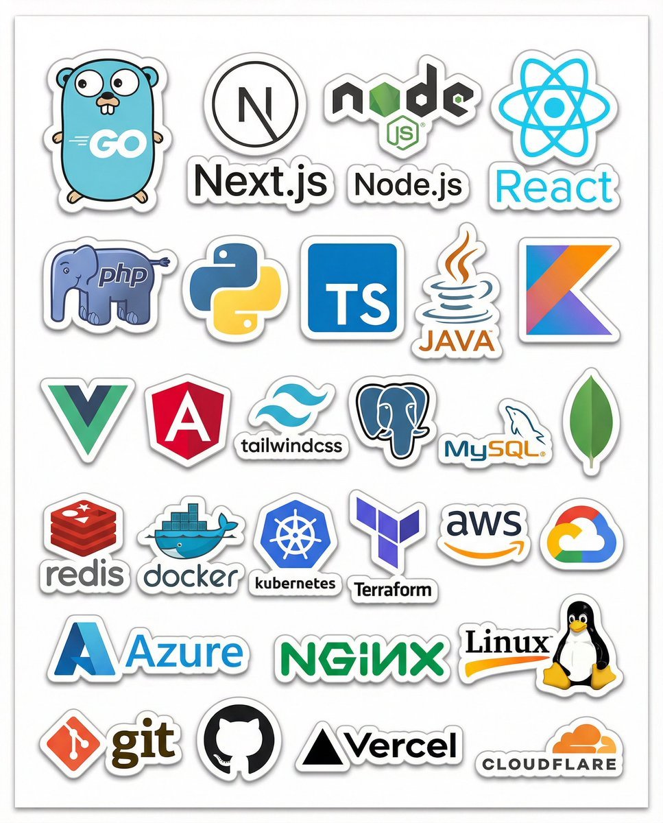 Print-Ready Tech Stack Sticker Sheet Prompt