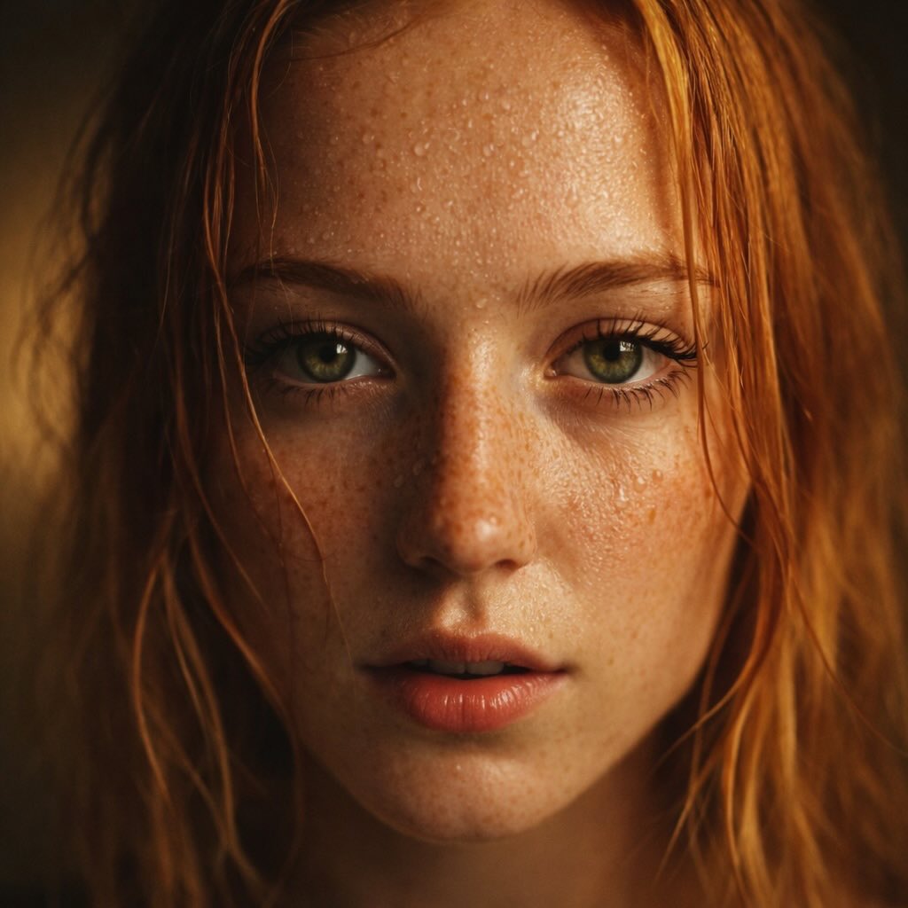 Red-Haired Woman Cinematic Close-Up Portraits