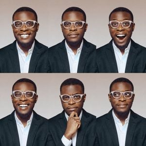 Six-Expression Studio Headshot Grid