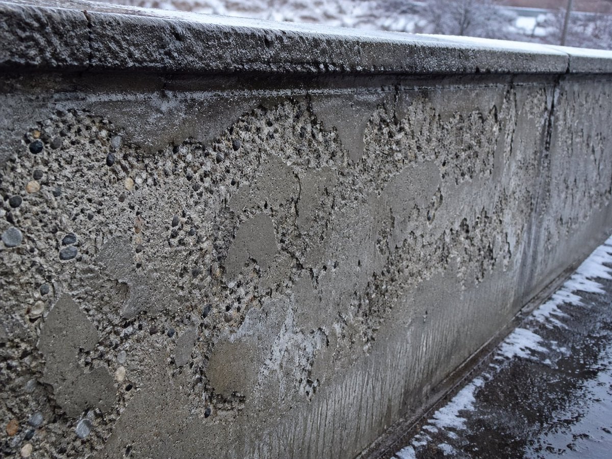 Winter Concrete Salt Damage Close-Up