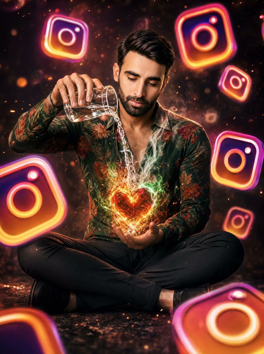 Neon Instagram Magic Heart Portrait