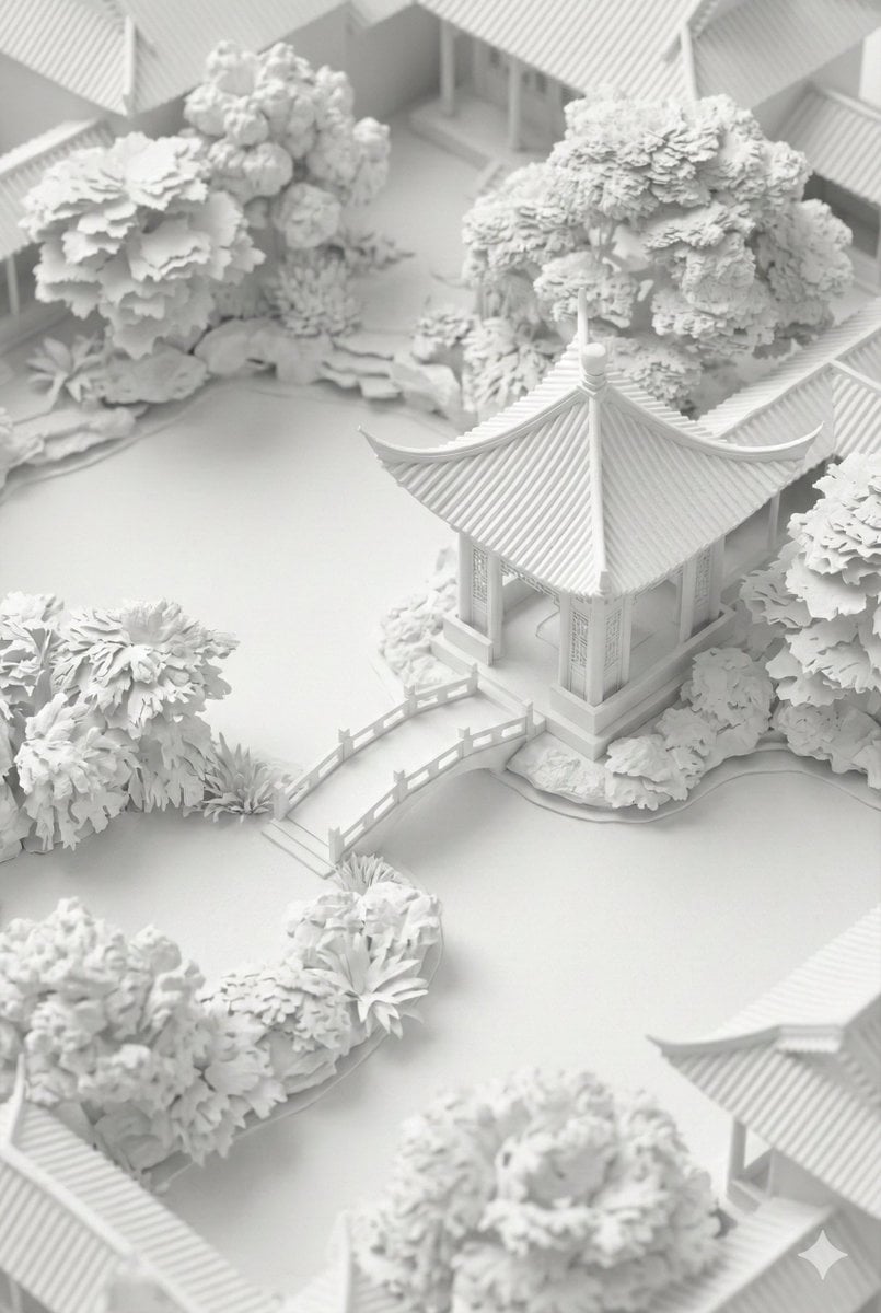 Chinese Garden Clay Render Prompt for Banana Prompt