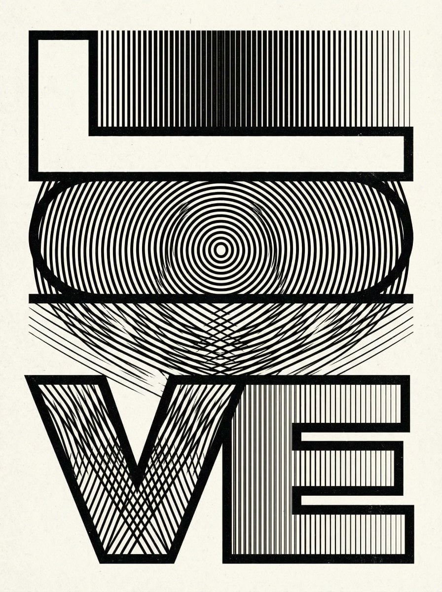 Op Art LOVE Typography Poster Prompt