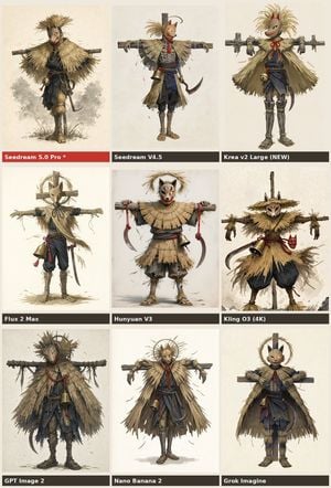 Nine-Model Scarecrow Yokai Comparison