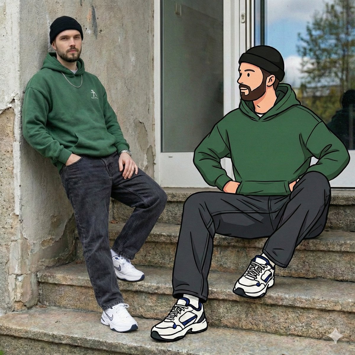 Mixed Reality Street Portrait with Cartoon Twin