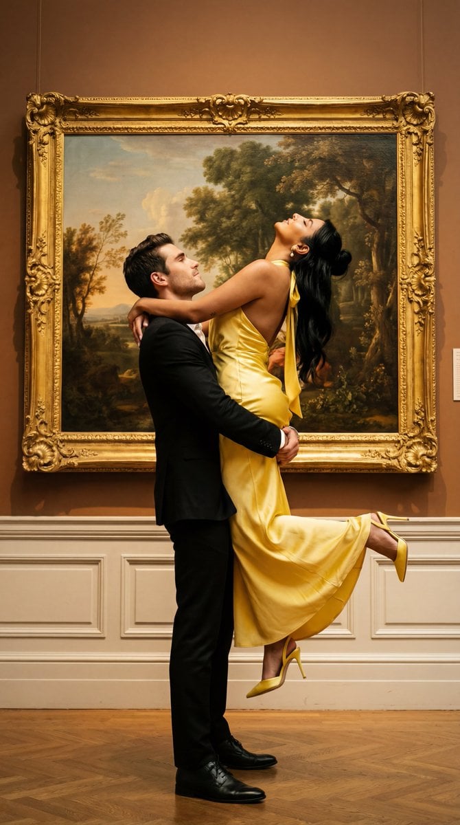 Cinematic Fine Art Couple Portrait with Reference Image Locking