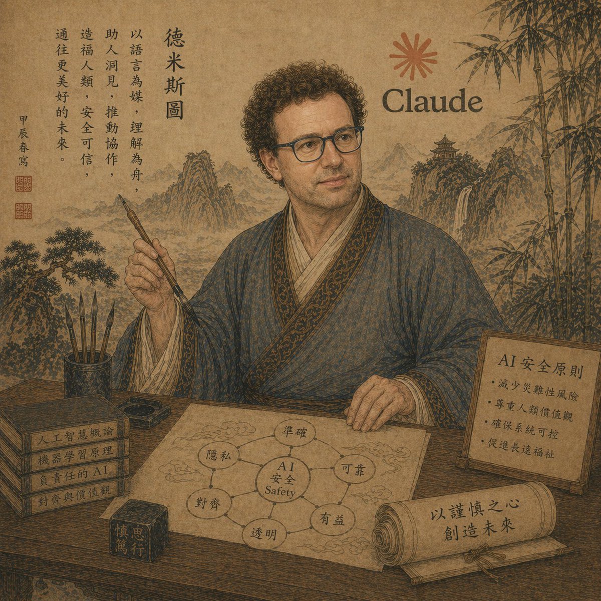 Ancient Scholar AI Safety Poster