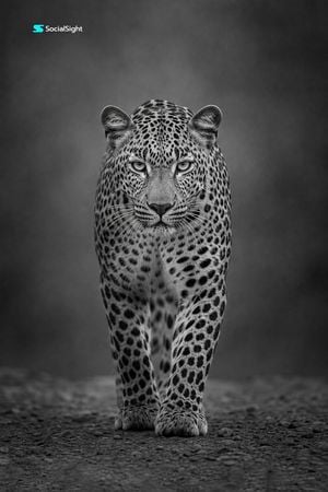 Monochrome Leopard Wildlife Portrait