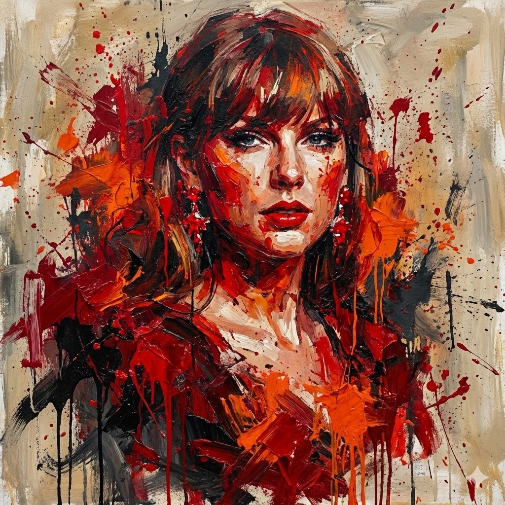 Abstract Expressionist Portrait with Chaotic Color Fields
