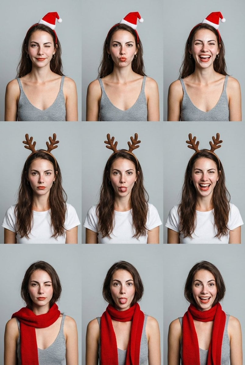 Grid Minimalist Christmas Portrait Prompt