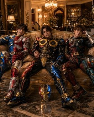 Armored Tokusatsu Cosplayers Resting