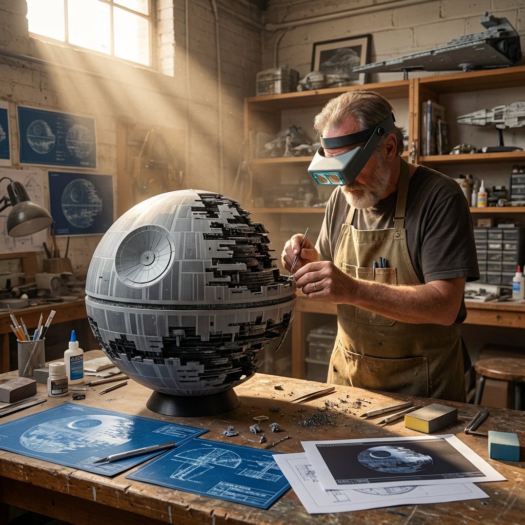 Cinematic Artisan Portrait Prompt for Model Making Workshop