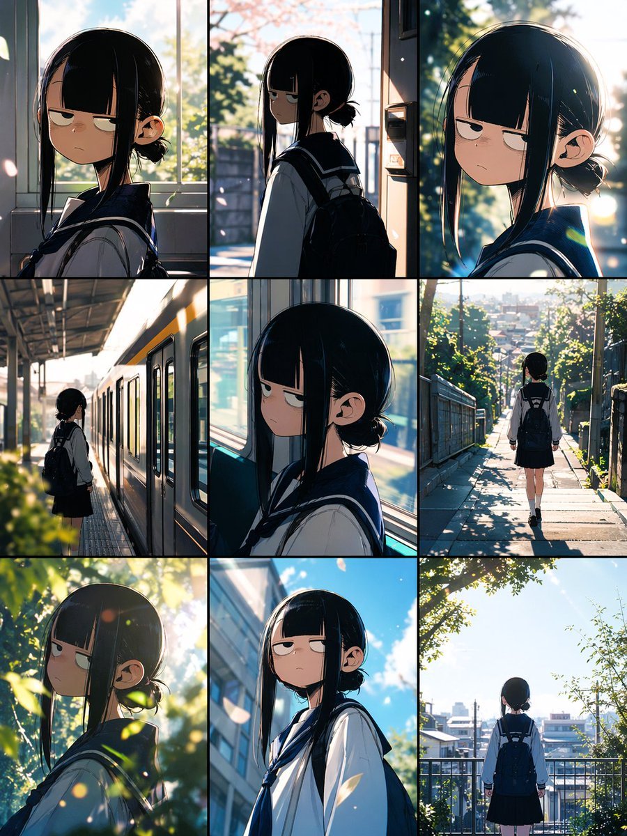 Anime School Commute Storyboard Grid