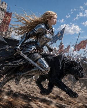 Blonde Knight and Black Panther Battle Charge
