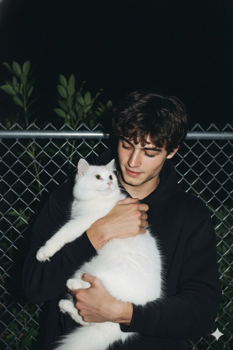 Candid Nighttime Photo with Cat Prompt