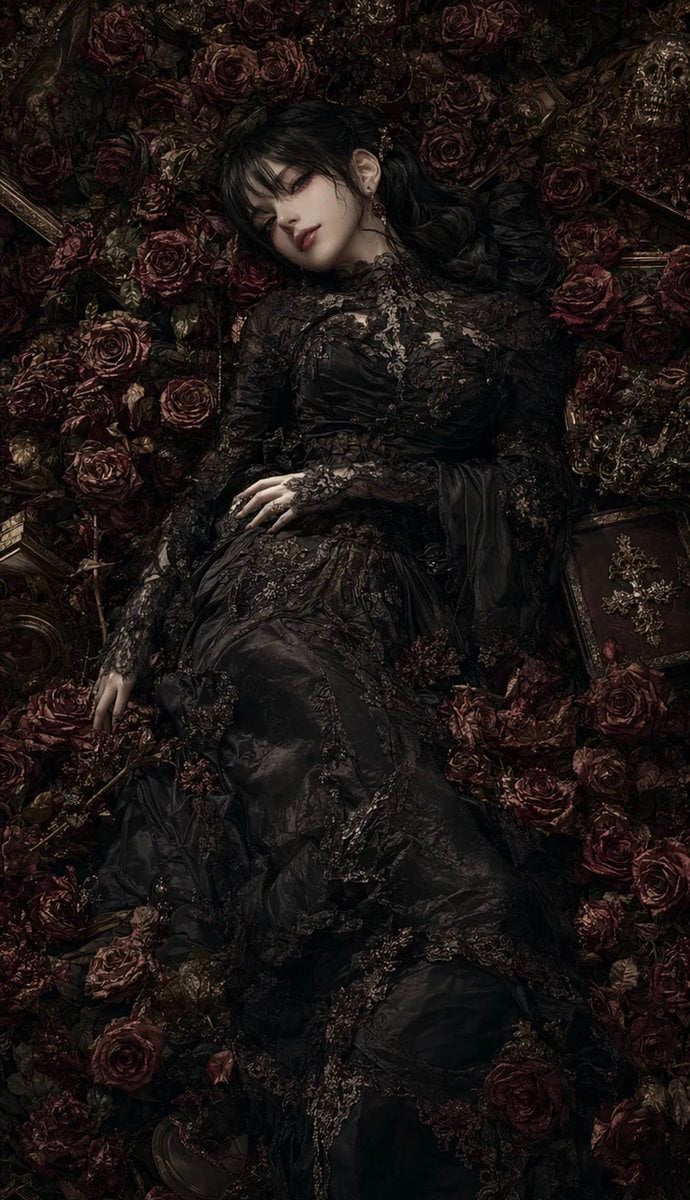 Gothic Rose Mourning Portrait